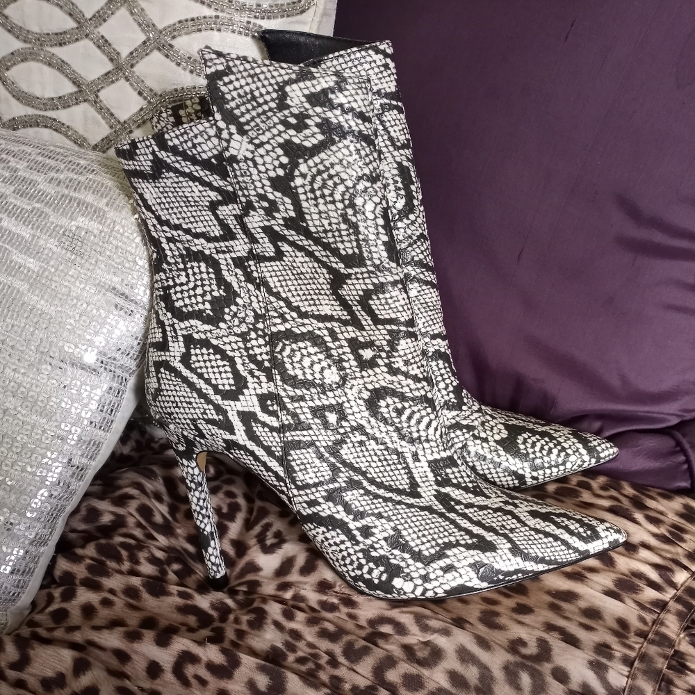 Express faux snake skin ankle boot